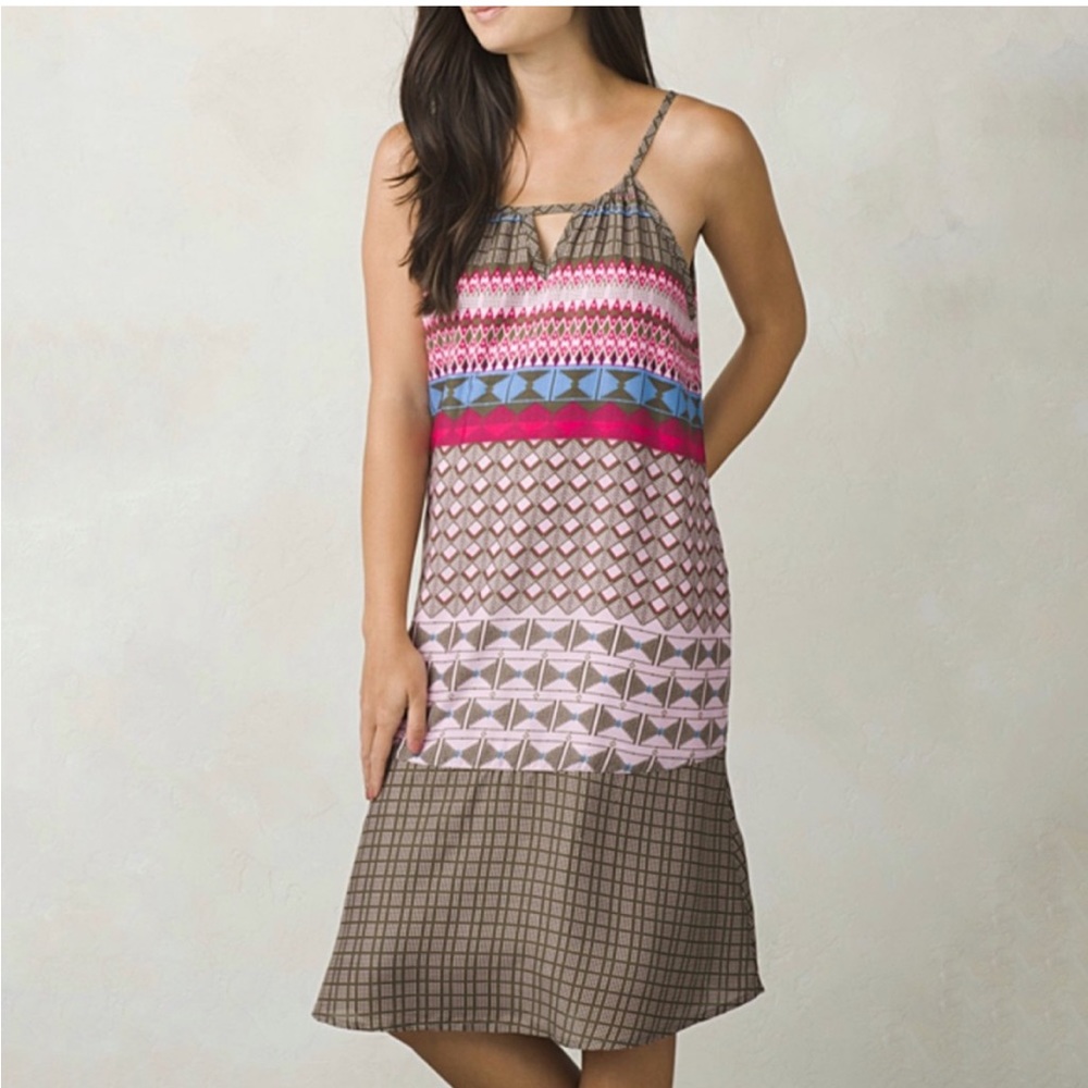 PRANA Nari Chevron Keyhole Dress Wild Orchid Geo